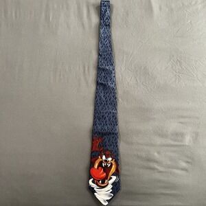 VINTAGE LOONEY TUNES TAZ TIE 2002 WARNER BROTHERS BLUE FLAMES BACKGROUND